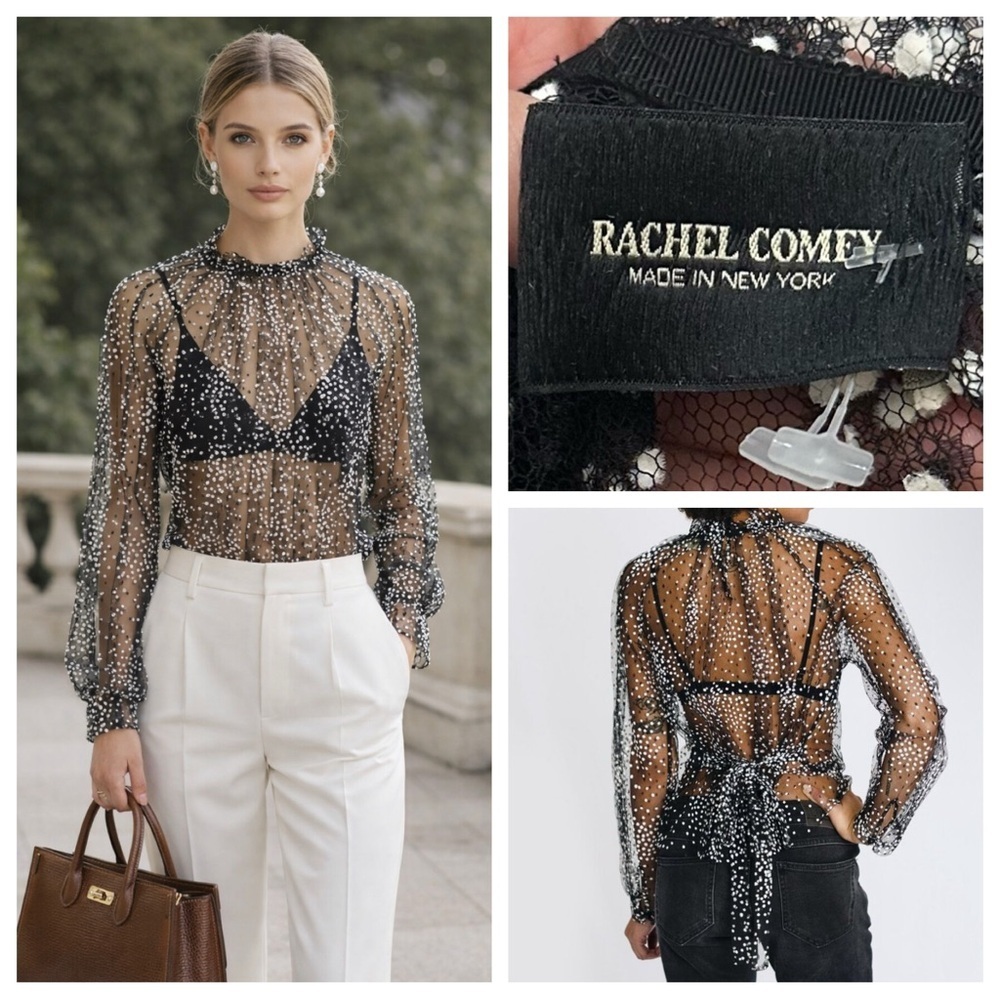 Rachel Comey Black Polka Dot Vistoso Top Size 0 -1582